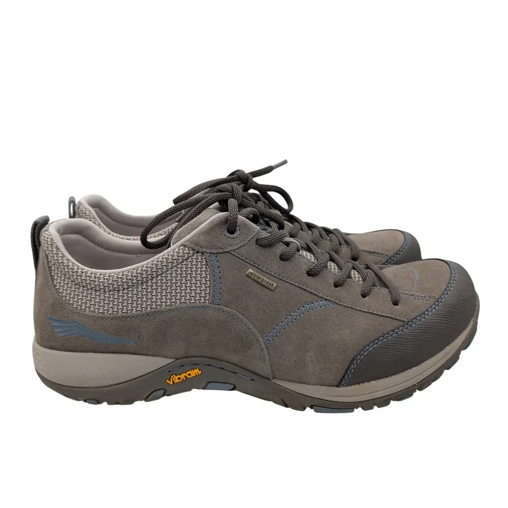 Dansko Paisley Suede Waterproof Shoes Grey Blue Vibram Womens 42 4350-241005